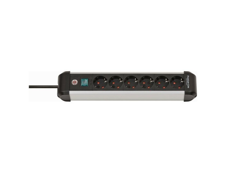 Контакт - 6 изхода с копче Brennenstuhl Premium-Alu-Line 3500 W (3 m)