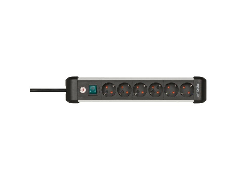 Контакт - 6 изхода с копче Brennenstuhl Premium-Alu-Line 3500 W (3 m)