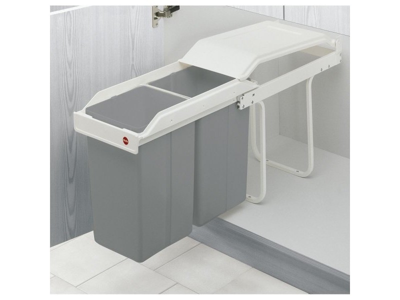 Кошче за боклук Hailo Multi-Box duo L Бял Сив Сметана Стомана Пластмаса 2 чекмеджета 14 L Вграден (2 броя)