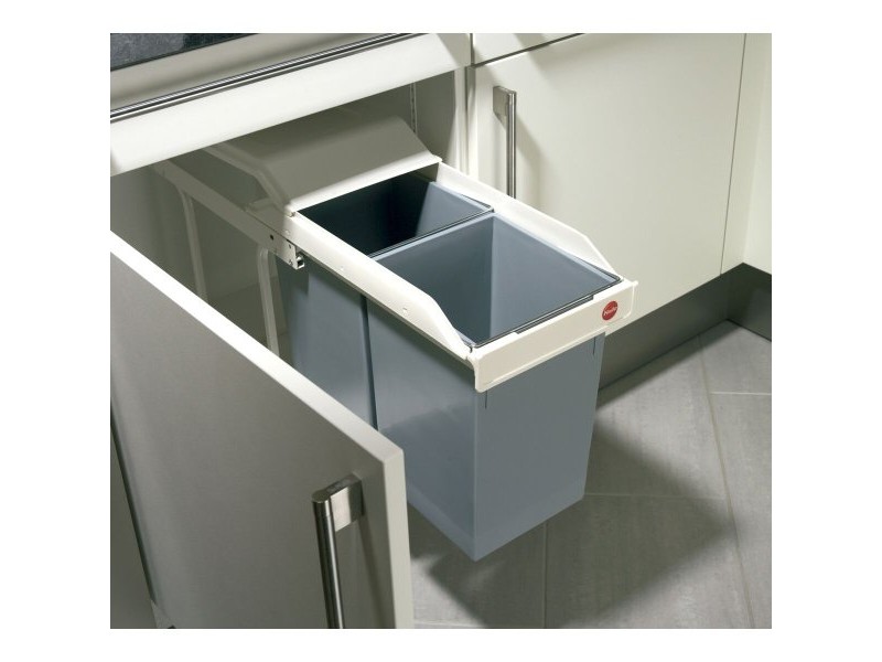 Кошче за боклук Hailo Multi-Box duo L Бял Сив Сметана Стомана Пластмаса 2 чекмеджета 14 L Вграден (2 броя)