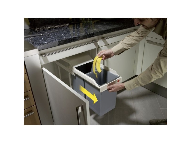 Кошче за боклук Hailo Multi-Box duo L Бял Сив Сметана Стомана Пластмаса 2 чекмеджета 14 L Вграден (2 броя)