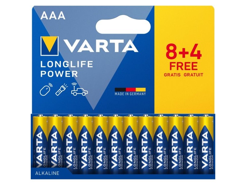 Батерии Varta longlife power 1,5 V AAA LR03 (12 броя)
