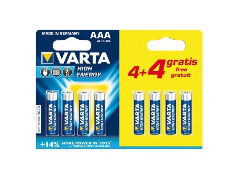 Алкална батерия Varta CD4BKKD13-P AAA 1,5V High Energy (8 pcs)