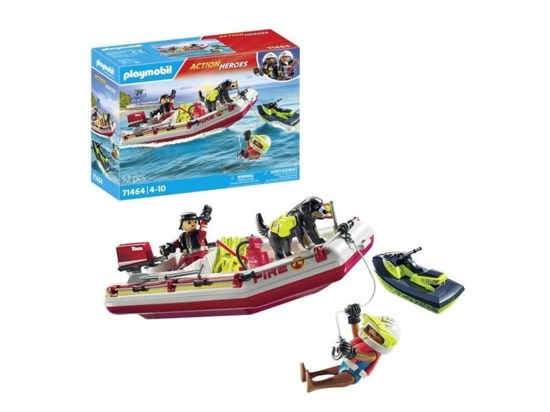 Playset Playmobil Action Heroes - Fireboat and Water Scooter 71464 52 Части Playset Playmobil Action Heroes - Fireboat and Water Scooter 71464 52 Части