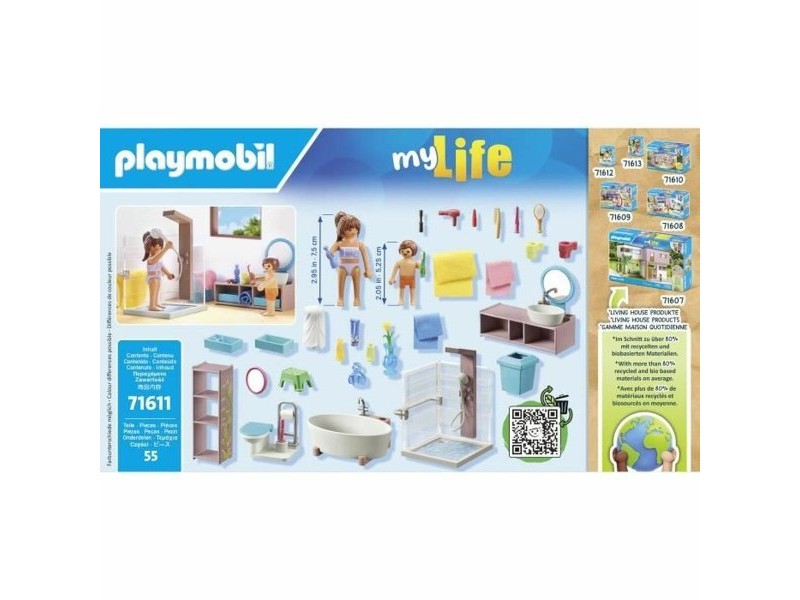 Playset Playmobil 71611 - Bathroom bathtub 55 Части