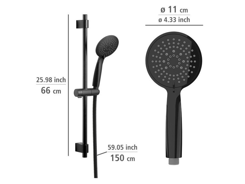 Комплект за Душ Wenko Young Line 25451100 Матово черно Неръждаема стомана Ø 19 mm 66 cm