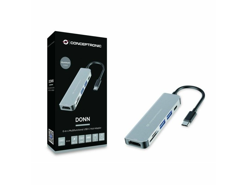 USB извод Conceptronic 6 в 1 Сив Алуминий