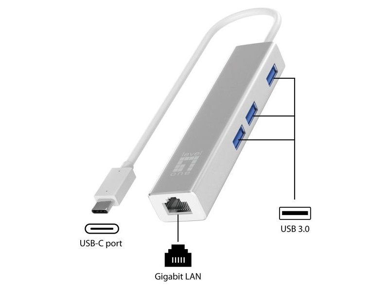 USB извод Level One USB-0504 Черен Сребрист
