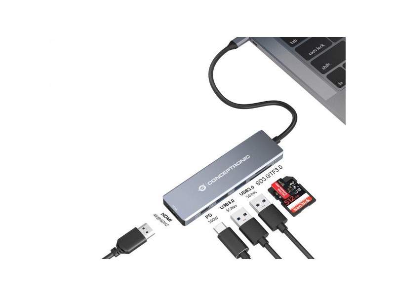 USB извод Conceptronic 110520207101 Сив 100 W