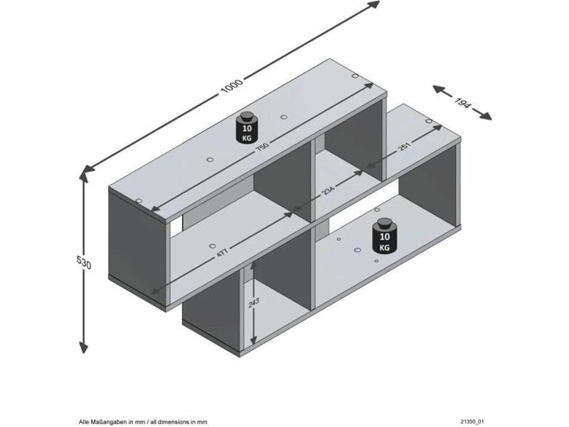 Рафтове FMD Антрацит 100 x 53 x 19,5 cm