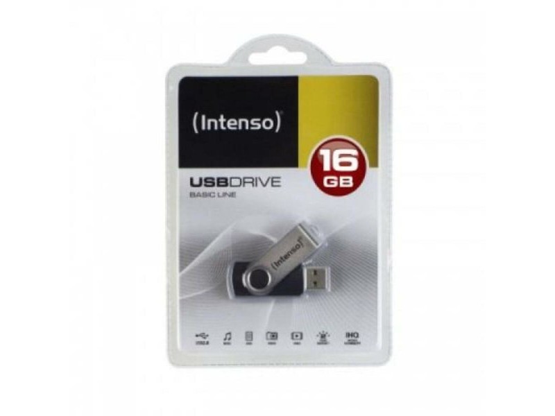 USB стик INTENSO 3503470 16 GB Ключодържател Черен Черен/Сребрист DDR3 SDRAM