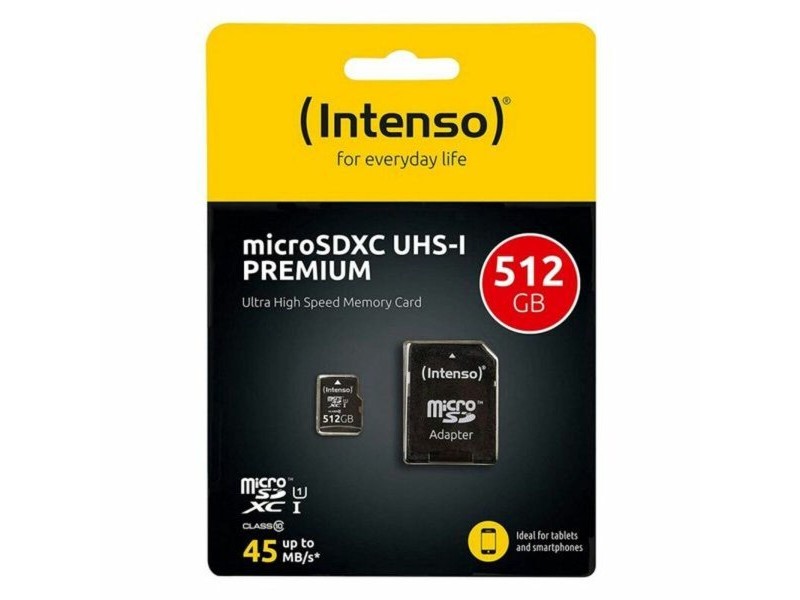 Mикро SD карта памет с адаптер INTENSO 3423493 512 GB 45 MB/s 512 GB