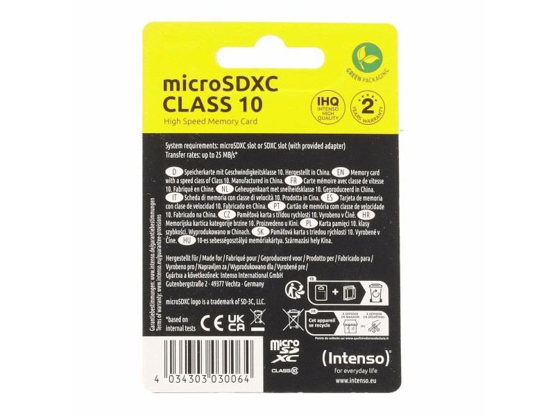 Mикро SD карта памет с адаптер INTENSO 3413491 128 GB