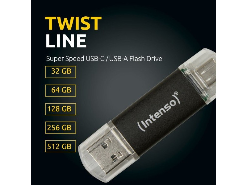 USB стик INTENSO Twist Line 256 GB Антрацит (2 броя)