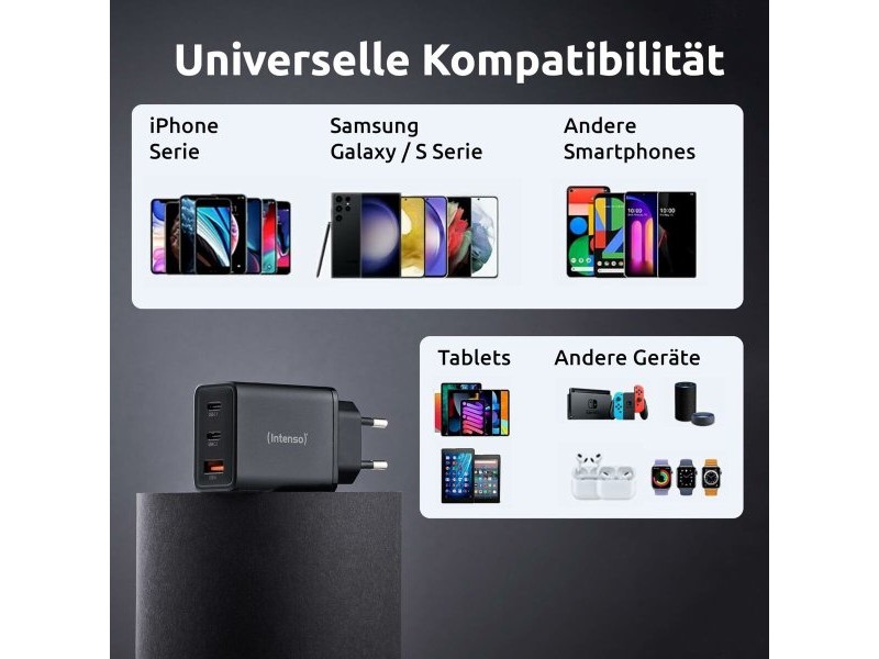 Зарядно за стена INTENSO W65ACC Черен 65 W