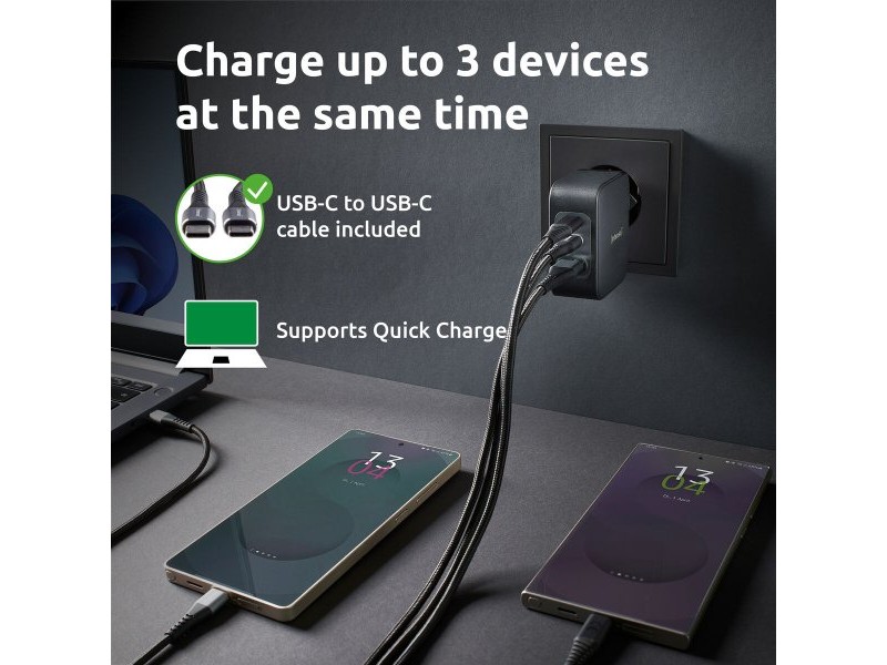 Зарядно за стена INTENSO GaN W100ACC Черен 100 W