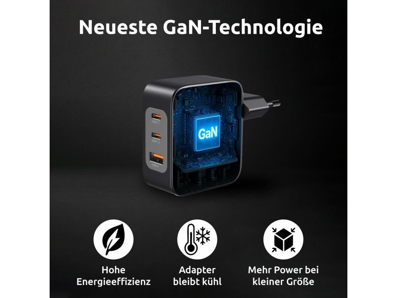 Зарядно за стена INTENSO GaN W100ACC Черен 100 W