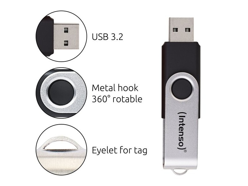 USB стик INTENSO Office Line 32GB USB-A 3.2 32 GB Черен