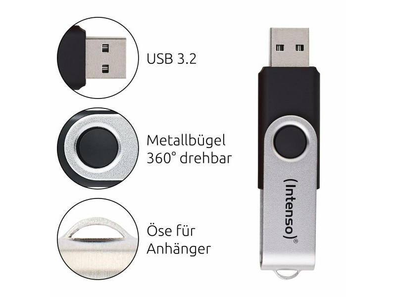 USB стик INTENSO Office Line 256 GB Черен