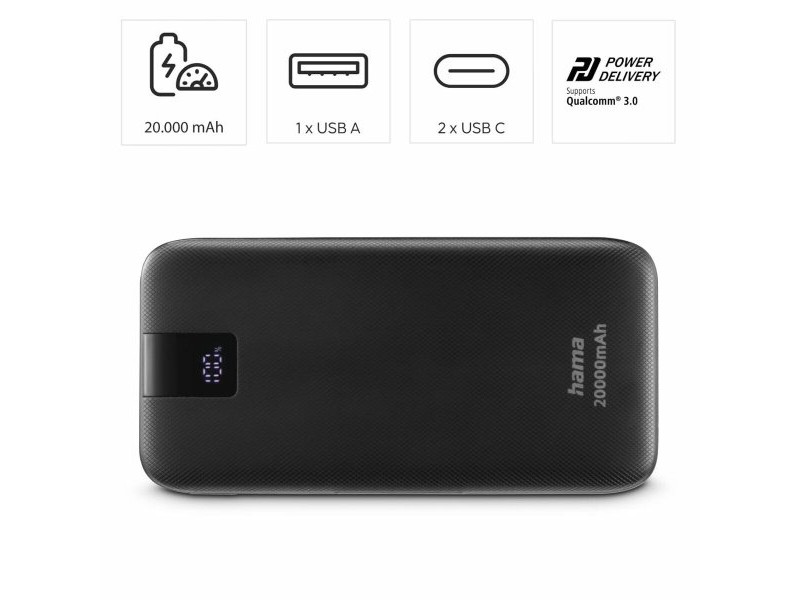 Батерия за лаптоп Hama 00201719 Антрацит 20000 mAh