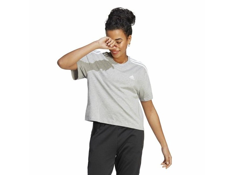 Дамска тениска с къс ръкав Adidas 3S Cropped Top Светло сив (XS)