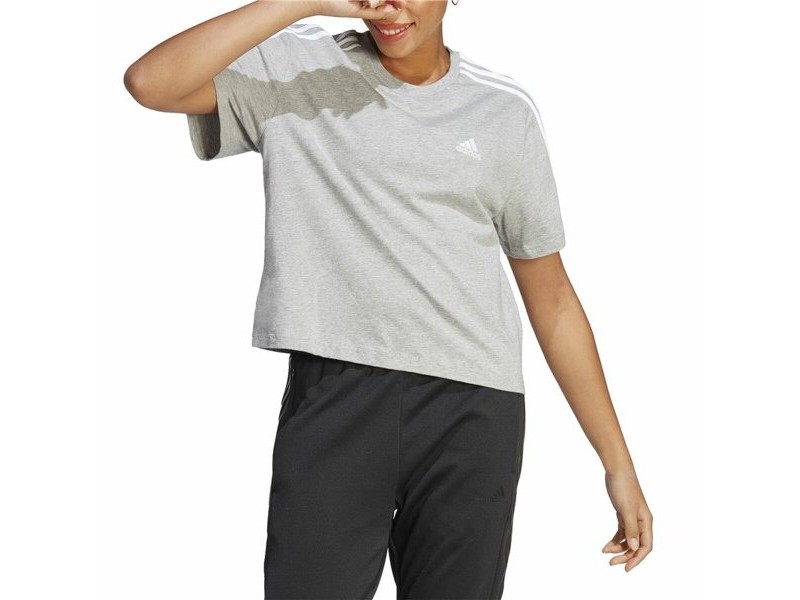 Дамска тениска с къс ръкав Adidas 3S Cropped Top Светло сив (XS)