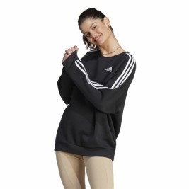 Дамски суичър без качулка Adidas 3S Fl Os Swt Черен L/XL