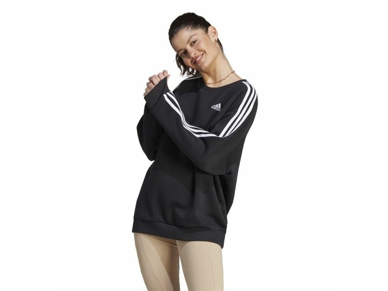 Дамски суичър без качулка Adidas 3S Fl Os Swt Черен L/XL