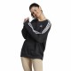 Дамски суичър без качулка Adidas 3S Fl Os Swt Черен L/XL