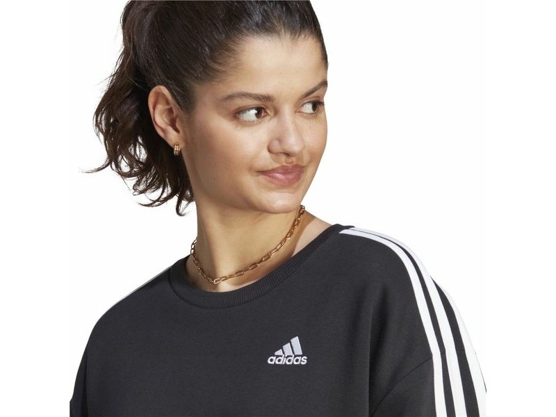 Дамски суичър без качулка Adidas 3S Fl Os Swt Черен L/XL