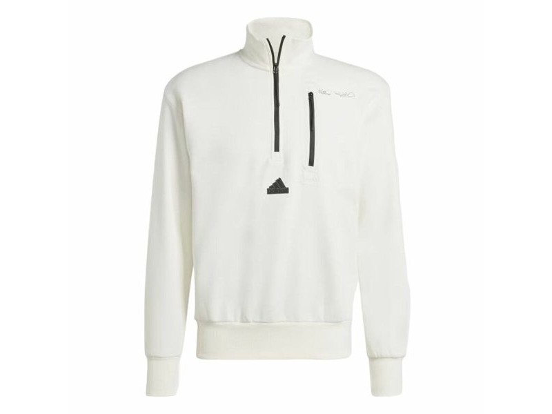 Мъжки суичър без качулка Adidas City Es e Fleece Half-Zip Бял XXL