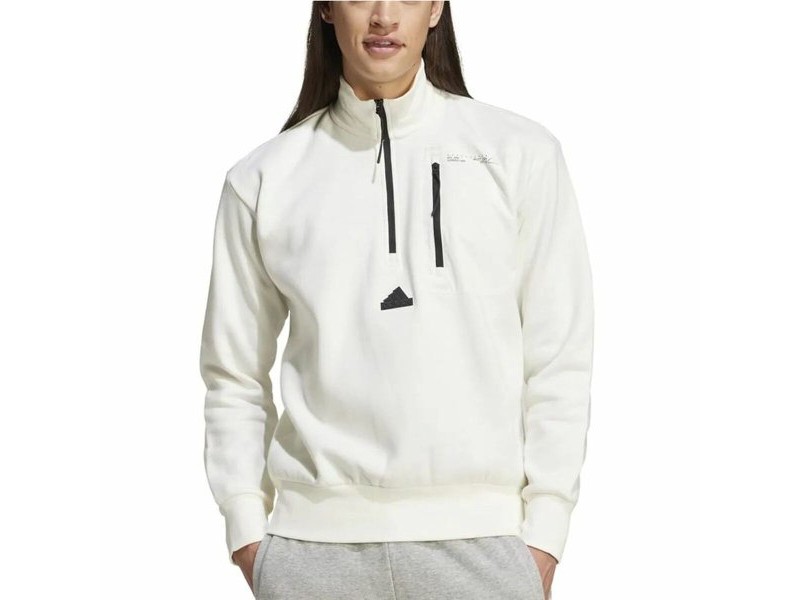 Мъжки суичър без качулка Adidas City Es e Fleece Half-Zip Бял XXL