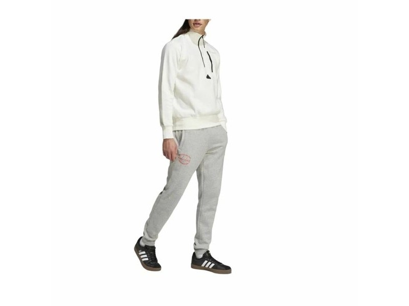 Мъжки суичър без качулка Adidas City Es e Fleece Half-Zip Бял XXL