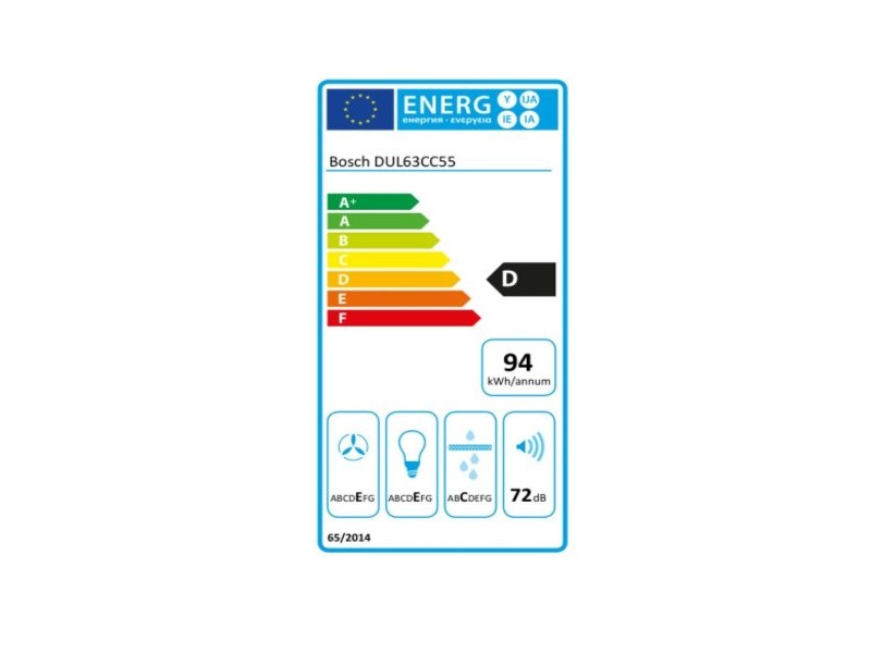 Конвенционален абсорбатор BOSCH DUL63CC55 60 cm 350 m3/h 72 dB 146W