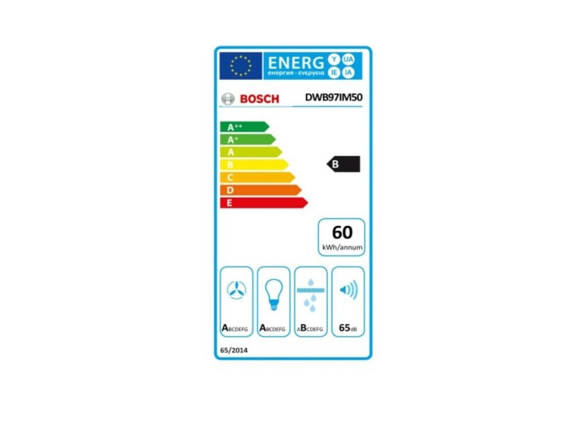 Конвенционален абсорбатор BOSCH DWB97IM50 710 m3/h 65 dB (A) Сребрист Стомана