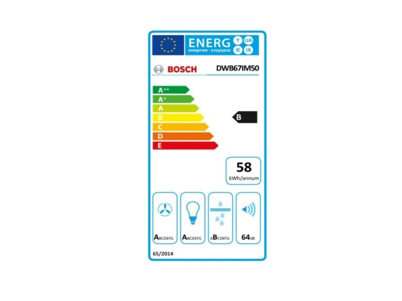 Конвенционален абсорбатор BOSCH DWB67IM50 60 cm 720 m3/h 52 dB 250W Стомана B