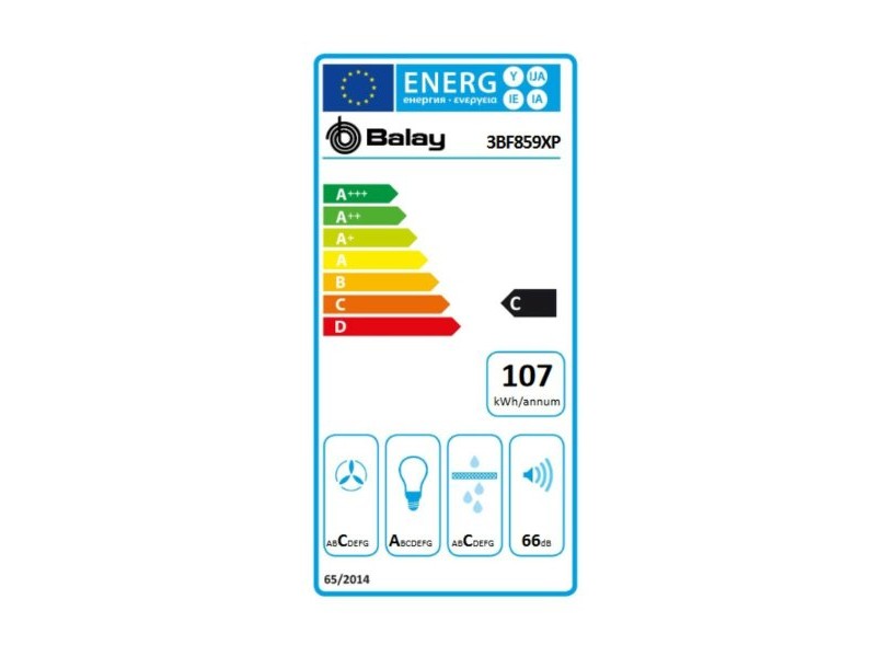 Конвенционален абсорбатор Balay 3BF859XP 86 cm 790 m3/h 66 dB 277W Сребрист Стомана