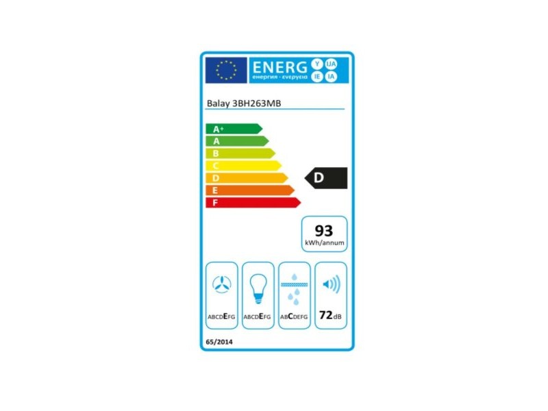 Конвенционален абсорбатор Balay 3BH263MB 60 cm 350 m3/h 72 dB 146W Бял