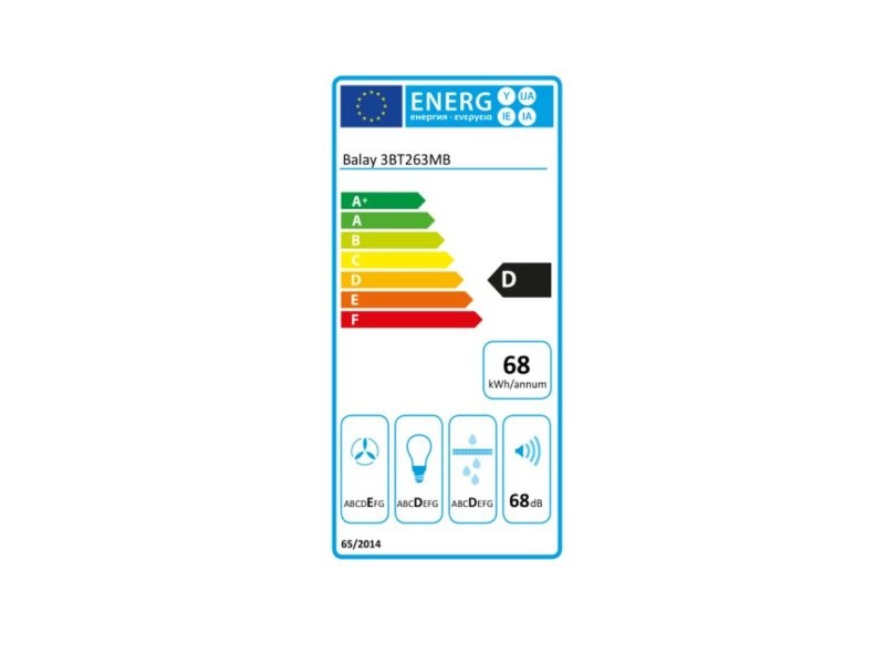 Конвенционален абсорбатор Balay 3BT263MB 60 cm 360 m³/h 68 dB 146W Бял