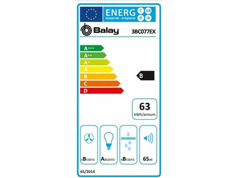 Конвенционален абсорбатор Balay 3BC077EX 75 cm 720 m3/h 65 dB 255W Стомана
