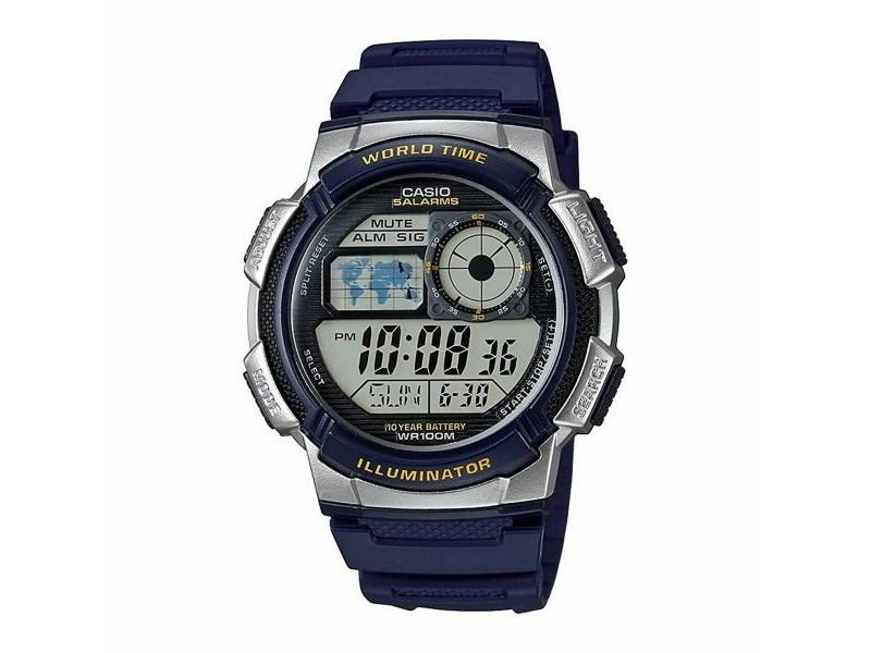 Мъжки часовник Casio WORLD TIME ILLUMINATOR - 5 ALARMS, 10 YEAR BATTERY Черен Сив (Ø 40 mm) (Ø 43 mm)