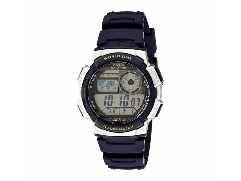 Мъжки часовник Casio WORLD TIME ILLUMINATOR - 5 ALARMS, 10 YEAR BATTERY Черен Сив (Ø 40 mm) (Ø 43 mm)