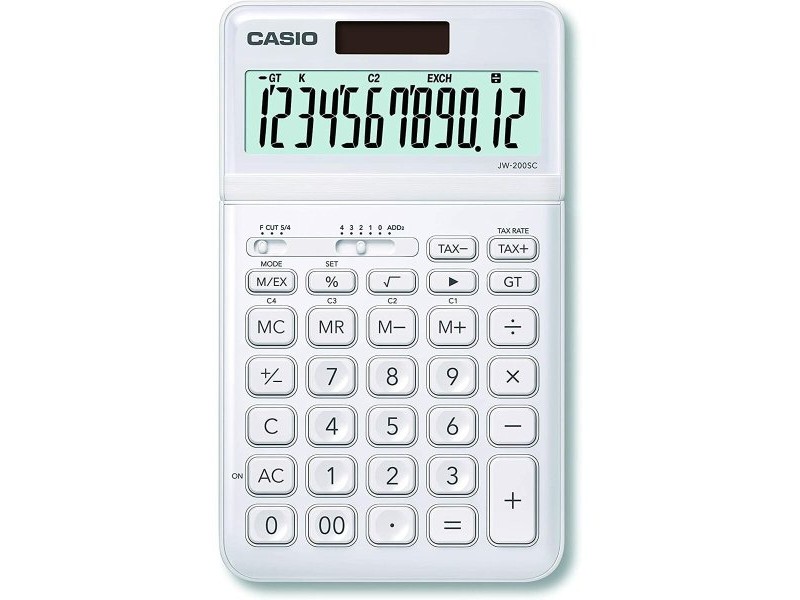 Калкулатор Casio JW-200SC-WE Бял Пластмаса