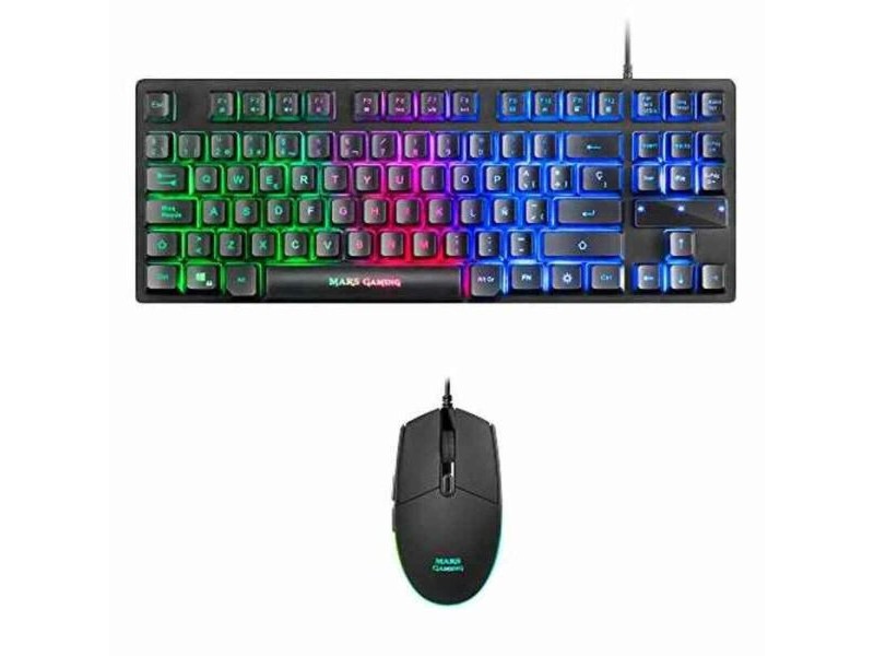 Клавиатура и мишка за игра Mars Gaming MCPTKLES 3200 dpi RGB Черен Испанска Qwerty