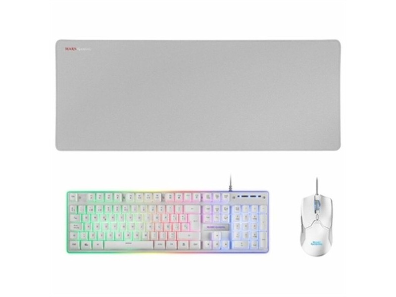 Клавиатура и мишка за игра Mars Gaming MCPXWES Бял Испанска Qwerty QWERTY LED RGB Клавиатура и мишка за игра Mars Gaming MCPXWES Бял Испанска Qwerty QWERTY LED RGB