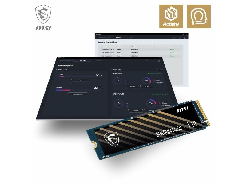Твърд диск MSI SPATIUM M450 500 GB SSD