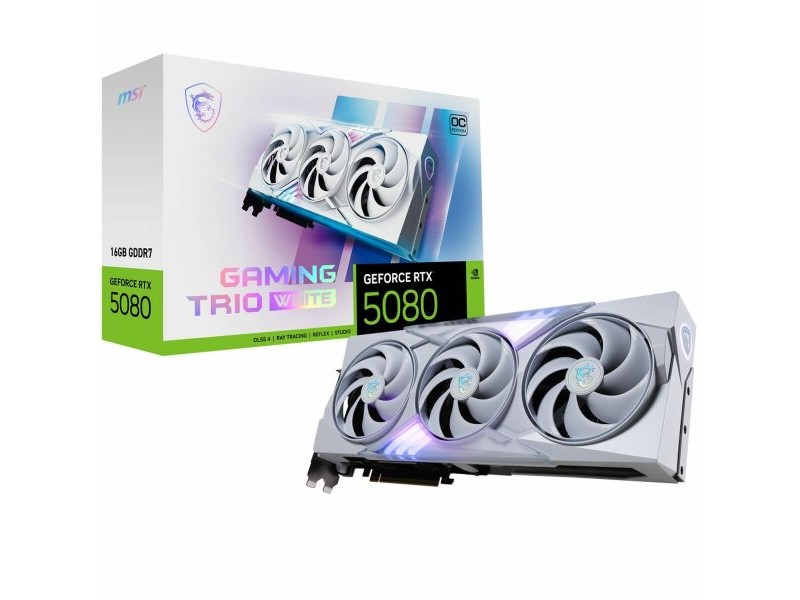 Графична карта MSI RTX 5080 16G GAMING TRIO OC WHI GEFORCE RTX 5080 16 GB GDDR7