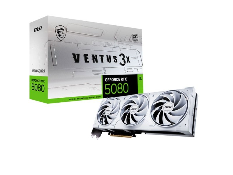 Графична карта MSI GEFORCE RTX 5080 16G VENTUS 3X OC WHITE GEFORCE RTX 5080 16 GB GDDR6X