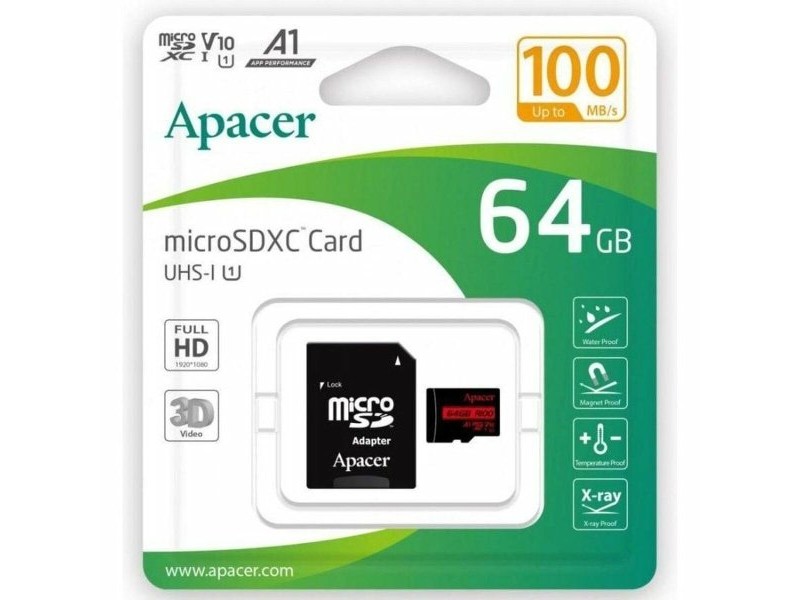 Mикро SD карта памет с адаптер Apacer XC UHS 1 64 GB
