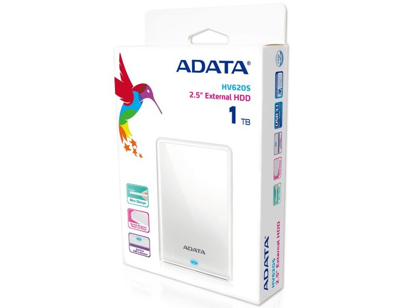 Външен харддиск Adata AHV620S-1TU31-CWH Бял 1 TB Черупка HDD